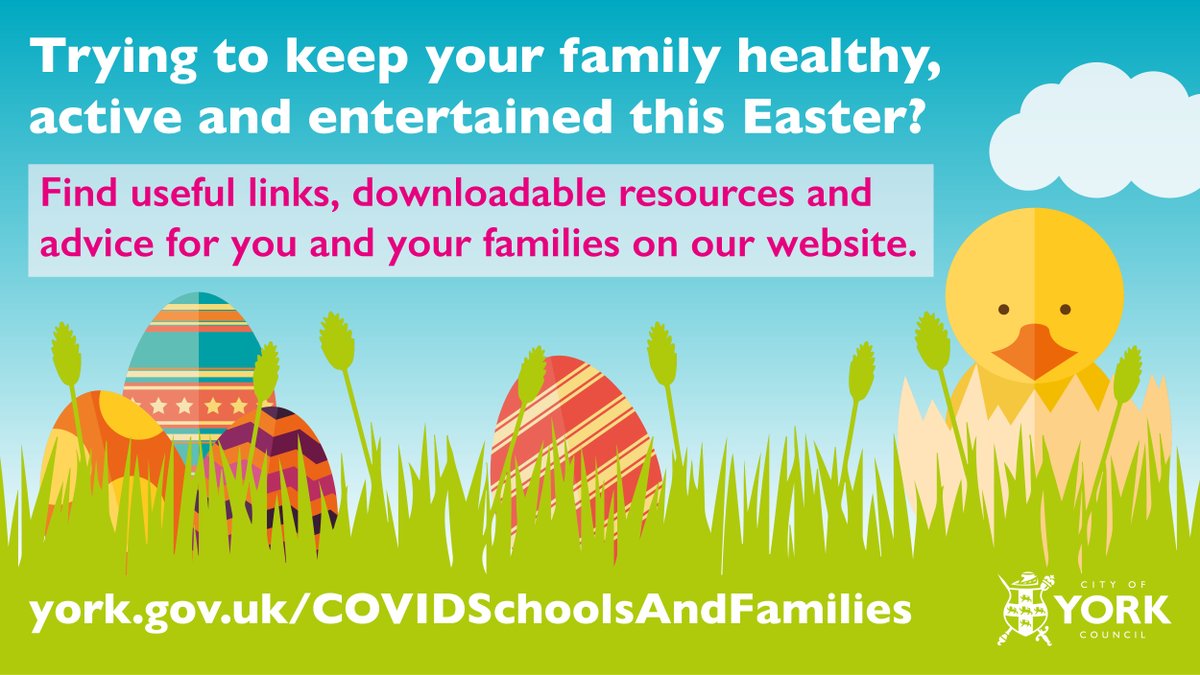 CityofYork's tweet image. As the Easter holidays begin and children across the city continue to stay home, City of York Council is providing families with a variety of online resources to support them across the coming weeks.
york.gov.uk/news/article/1…
#StayHomeSaveLives #TogetherYork