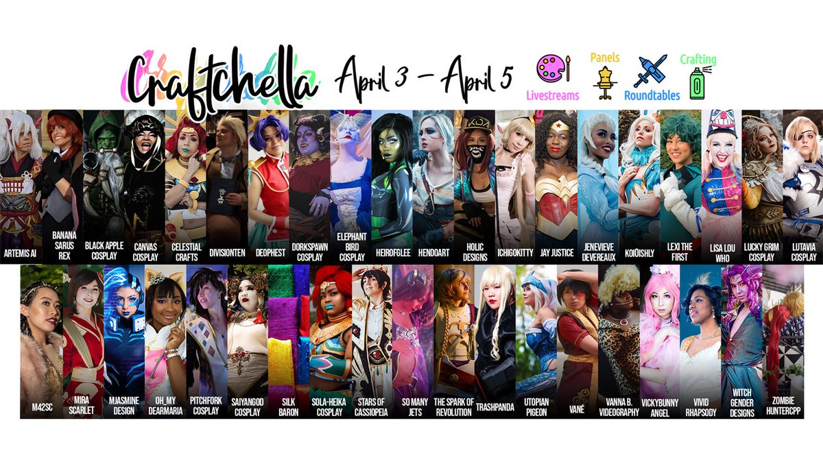 dorkspawncos's tweet photo. #craftchella goes live shortly!  Tune in tomorrow at 2pm EST where I'll be talking about Prepping Your Hair for Wigs, and at 10am EST Sunday I'll be joining a group to talk about Competing in Cosplay! https://t.co/wMkUzDyjQk