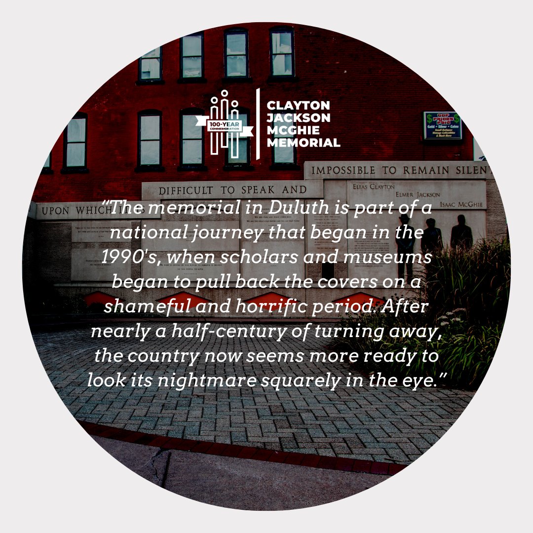 2003 New York Times article on the unveiling of the Clayton Jackson McGhie Memorial in Duluth. 

Read the full article here: nytimes.com/2003/12/05/opi… 

#WeRememberCJM #100YearsSince #BringTruth