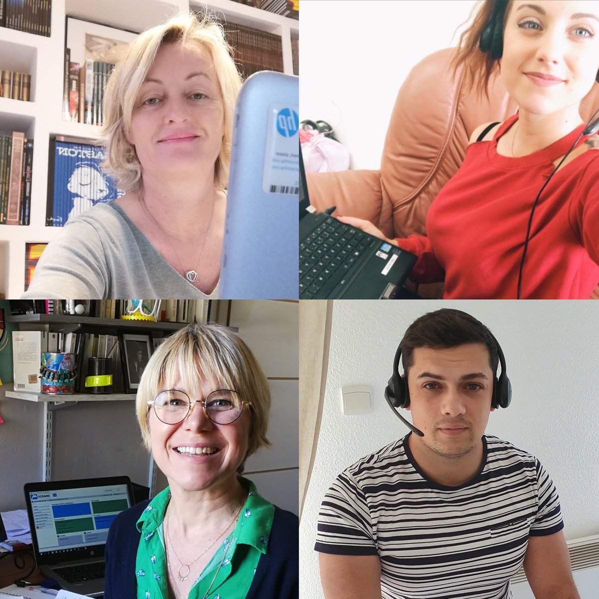 Un grand merci à tous nos conseillers client Orange sur le Grand Sud-Ouest comme Claire, Jessica, Sarah et Julian qui, en télétravail, continuent à accueillir et traiter au quotidien les demandes de nos clients #TousPourNosClients #HerosduReseau