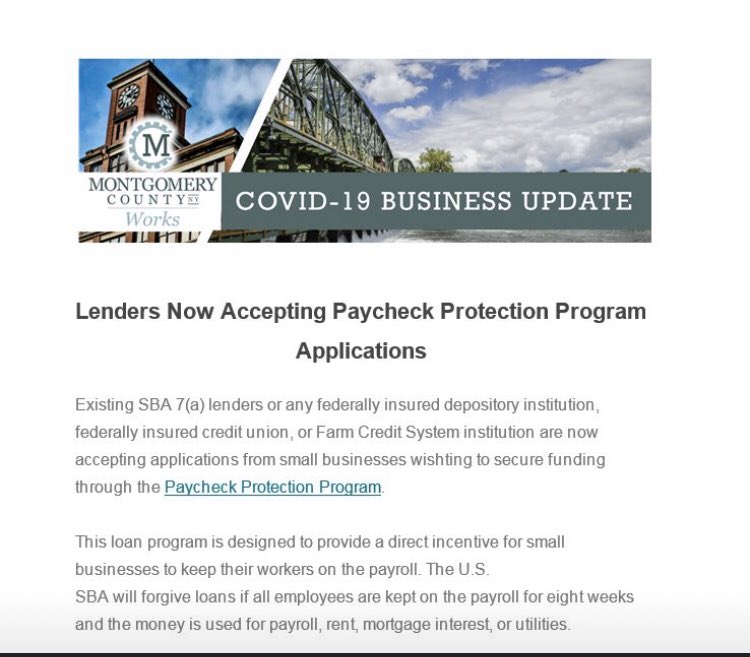 CoExecOssenfort's tweet photo. If you are a business owner affected by the COVID-19 pandemic the @MCBDCStronger has been providing frequent updates that may help.
Visit their website: https://t.co/kUg8EKHJG8
#DevelopingStronger #MontgomeryCounty #ComeBackStronger https://t.co/8ci9bLmMIb