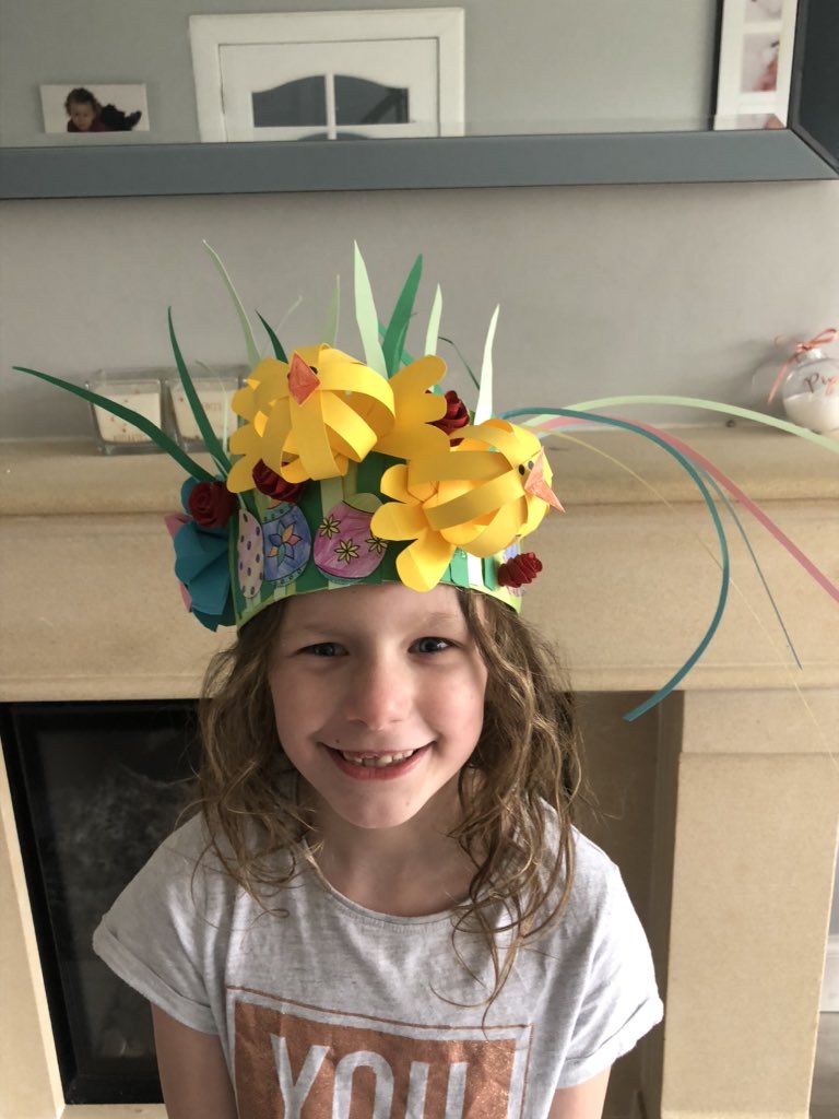 Halez_m's tweet photo. An afternoon  spent doing family homework, we made this Easter bonnet from scratch, it has been a labour of love @CockenziePS @hugs_p1 https://t.co/5e56srPL8r