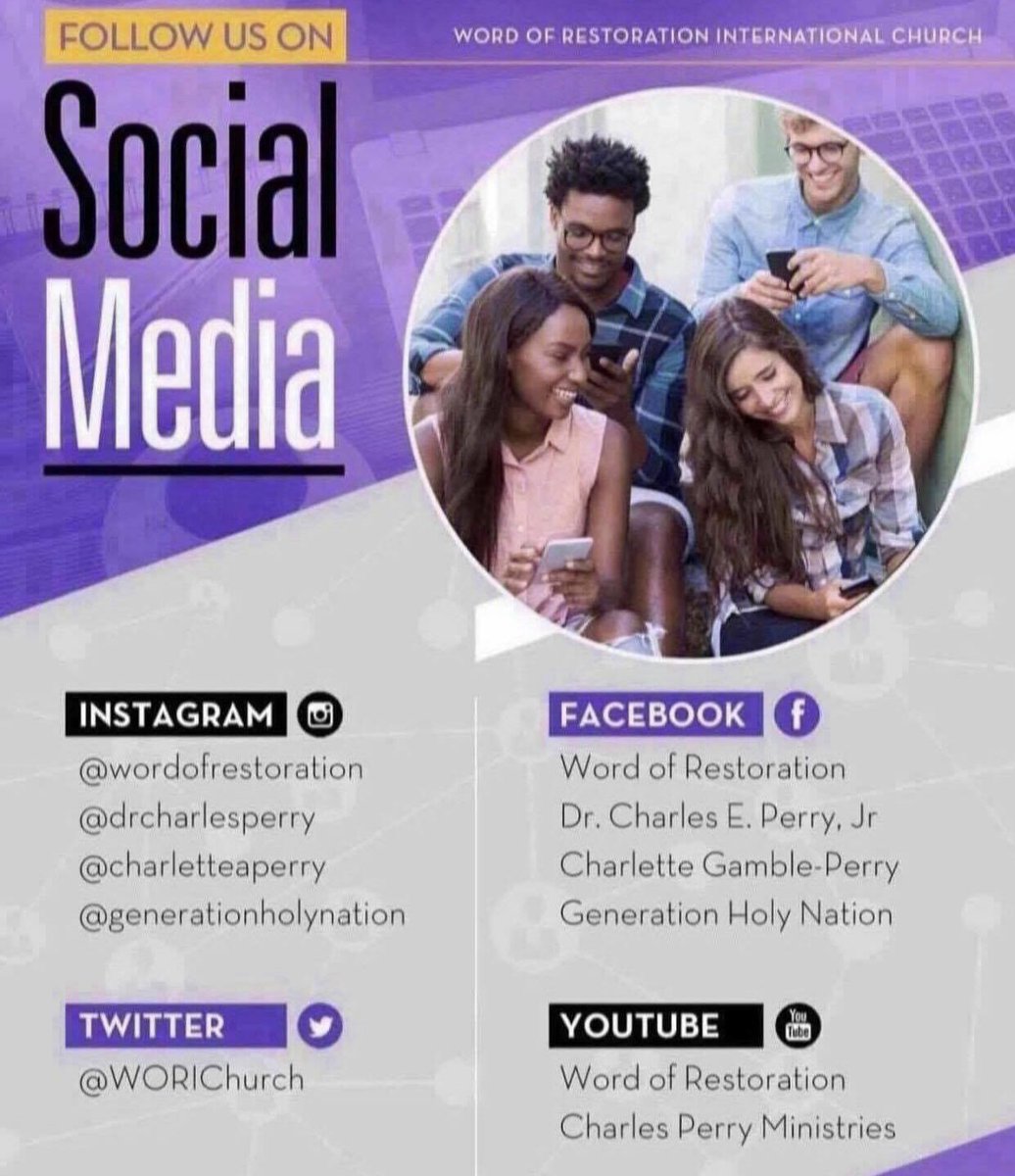 DrCharlesPerry's tweet photo. Stay CONNECTED! Make sure you’re following us on all our social media sites for ministry updates, live streaming of our weekly Cyber Worship Experiences and more. TAG | RT | INVITE someone to follow @WORIChurch online! https://t.co/p9wIVWbJo6
