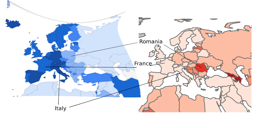 Exact same thing can be seen in Europe. Ukraine, Poland, and Romania have TB but not that much Covid-19, on the other hand, while France, Italy, and Spain do not have TB but a lot of Covid 19 cases