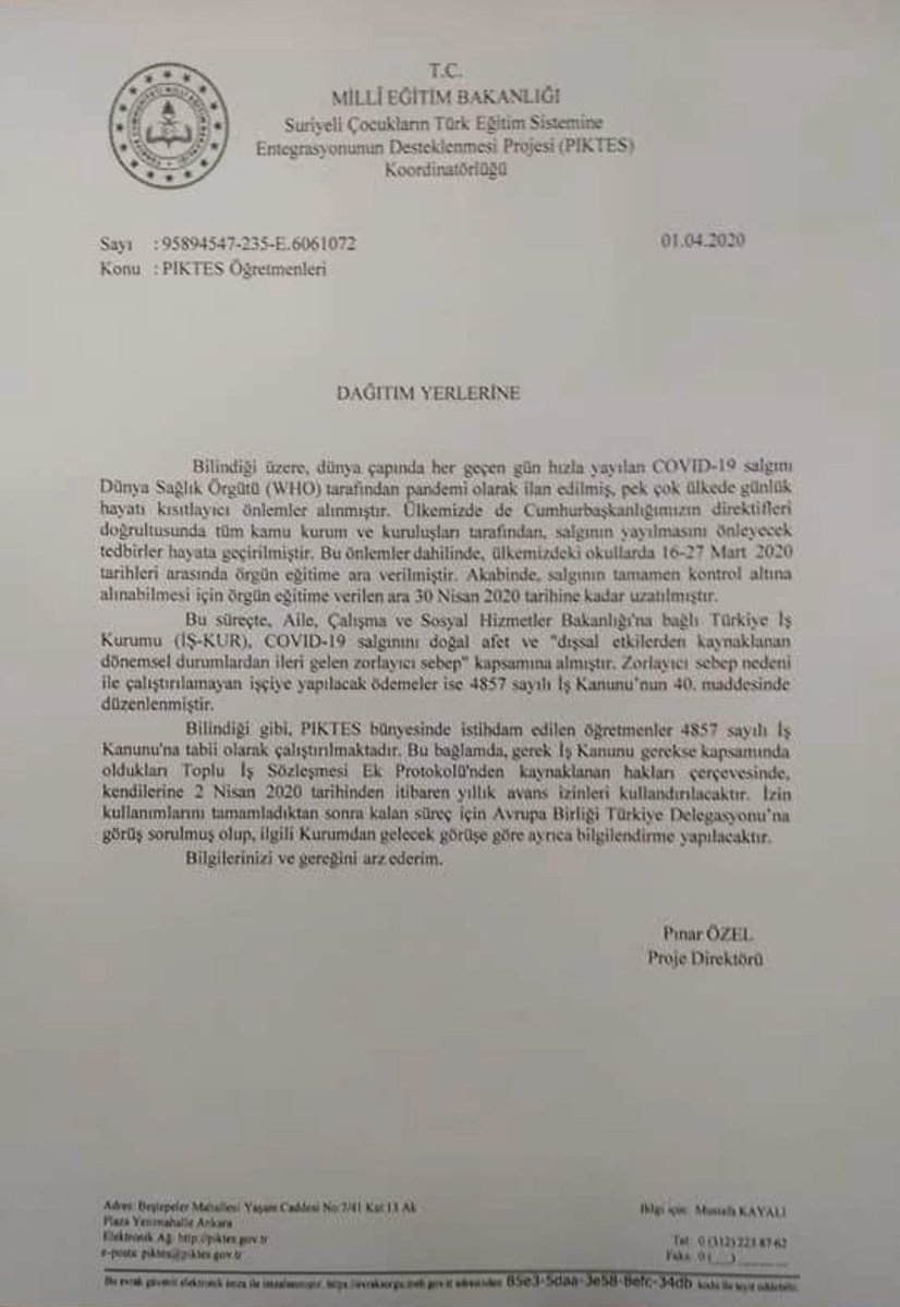 ilay_aksoy's tweet photo. AB,virüsten dolayı ülkemizde bulunan 1,5M Suriyeli çocuğu eğitim sistemimize entegre etmekten,burs vermekten vaz mi geçiyor ki proje kapsamında yaklaşık 5,000 çalışan öğretmenlerimiz işini kaybetme tehlikesi yaşıyor? Öğretmenlerimiz asla mağdur edilmemeli!! #pictesinmağduriyeti https://t.co/XAATQw8hC7