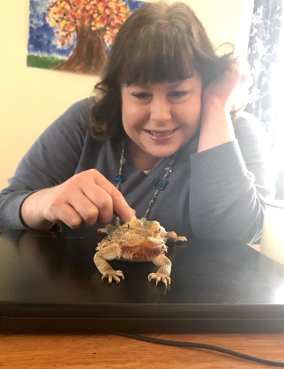 Introducing my bearded dragon She-Ra to my students in my GC!! #petsofaacps
