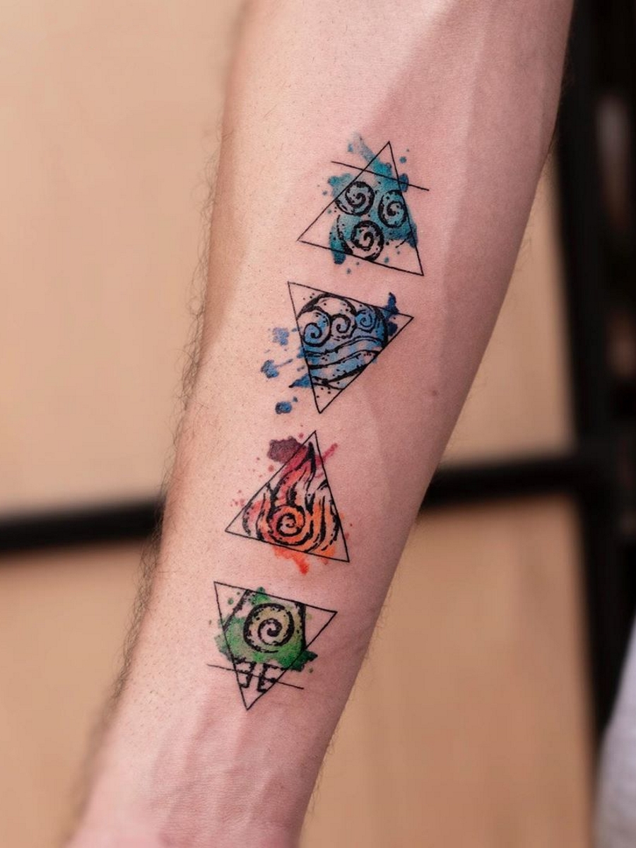 4 elements tattoo triangle