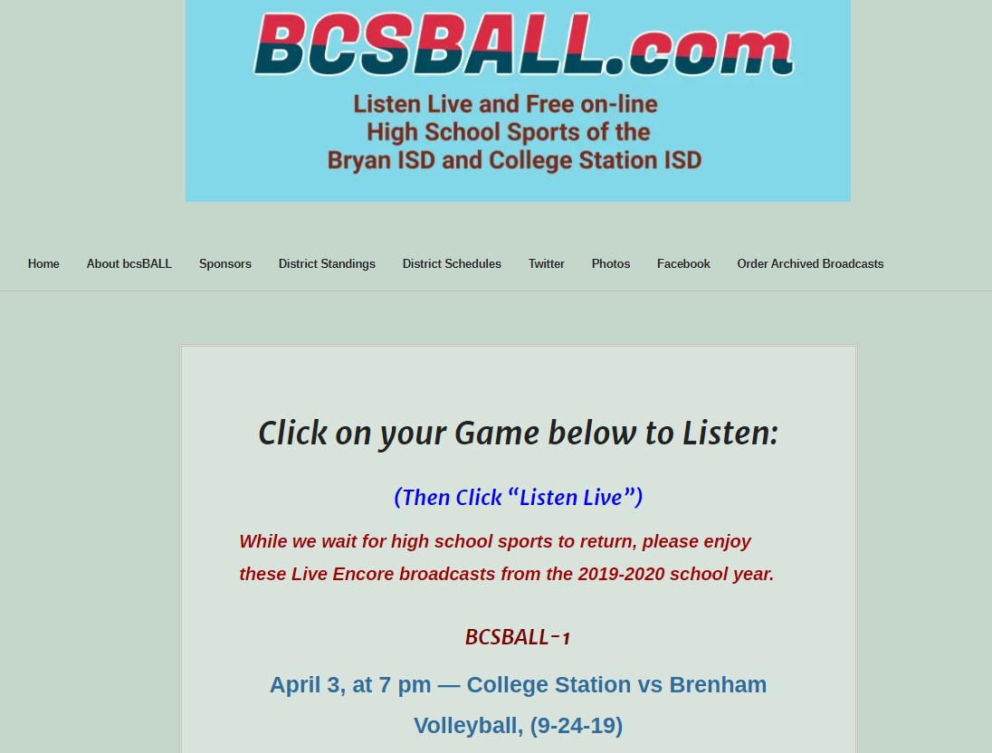 @CSHSCougarClub Listen at 7 pm Friday (4-3) replay of #CollegeStationCougars vs #BrenhamCubettes volleyball on bcsball.com  Please Retweet.