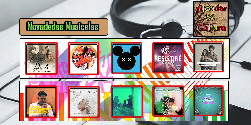 AfondarCultura's tweet photo. ¿Cómo lleváis la tarde familia? Aquí subimos nuevas #novedades 🎶🎶 ‼️‼️ @CADENA100 @_elSuso @ElenaLaVozA3 @_ismaromero_ @martasoto @LucasVidalmusic @mariaot2018 @nuevavulcano #AlejandroMora #JorgeNavarro #PacoRodríguez #SergioMonzó #NachoVaquero #TheManuel #artistsontwitter https://t.co/Tt5kM0P4yU