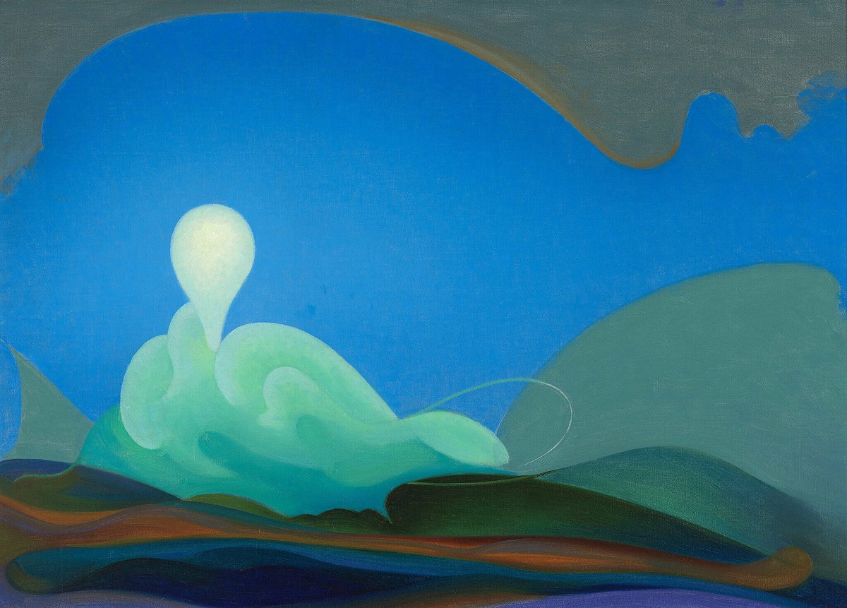 Paintings by American artist Agnes Pelton, 1930s-50s, known for her lyrical abstract works born out of her own spiritual explorations. She lived outside major art centers and focused on creating work for herself, resulting in a wildly independent, sadly obscure career