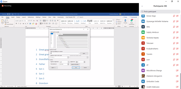 UPF_CPUT's tweet photo. Dear Postgraduates
A snippet of our zoom meeting going live now with over 50 participants on board.
Session topic: thesis-proposal formatting
#onesmartcput https://t.co/6WwJYu8MN0