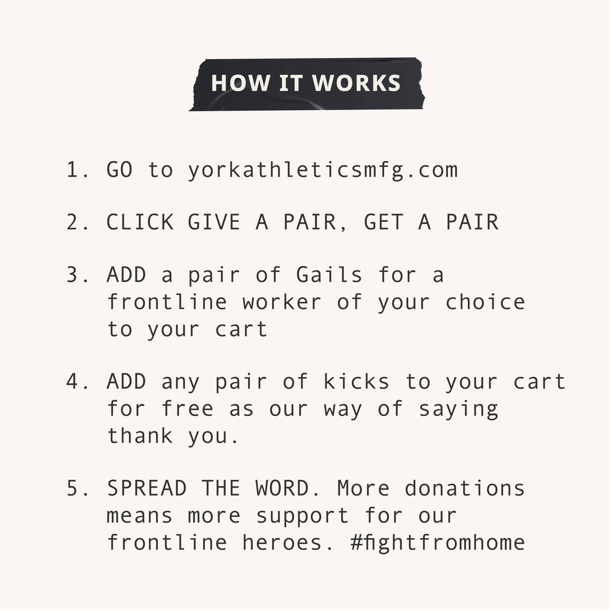 To the frontline heroes working around the clock to keep us safe-thank you. While we can’t all be out on the frontline, we can all support the fighters who are, right from home. DONATE kicks to a frontline worker and we’ll send you a pair of kicks for FREE
Bit.ly/FightFromHome
