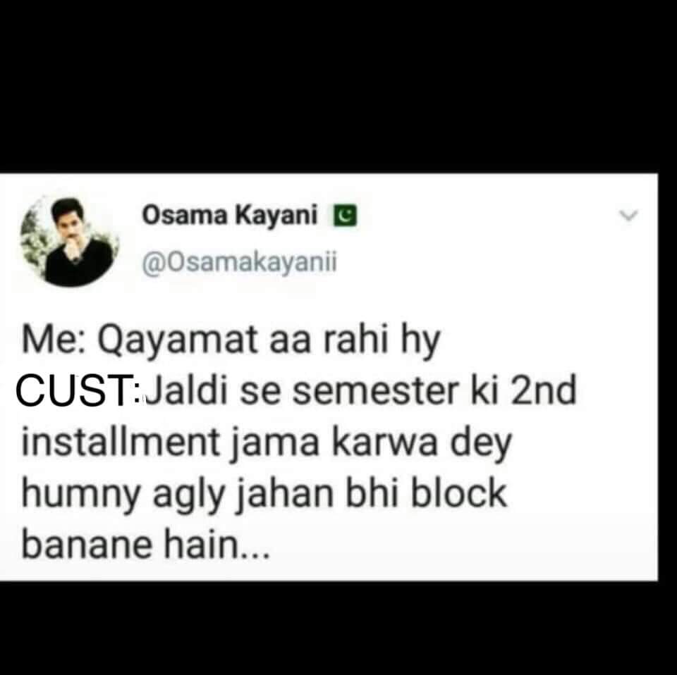 AliFaizan97's tweet photo. @hecpkofficial
@ImranKhanPTI
#SuspendOnlineClasses 
#SuspendCUSTOnlineClasses 
#UniFeeQuarantine 
#We_Want_Semester_Break https://t.co/y8mOztd7BD