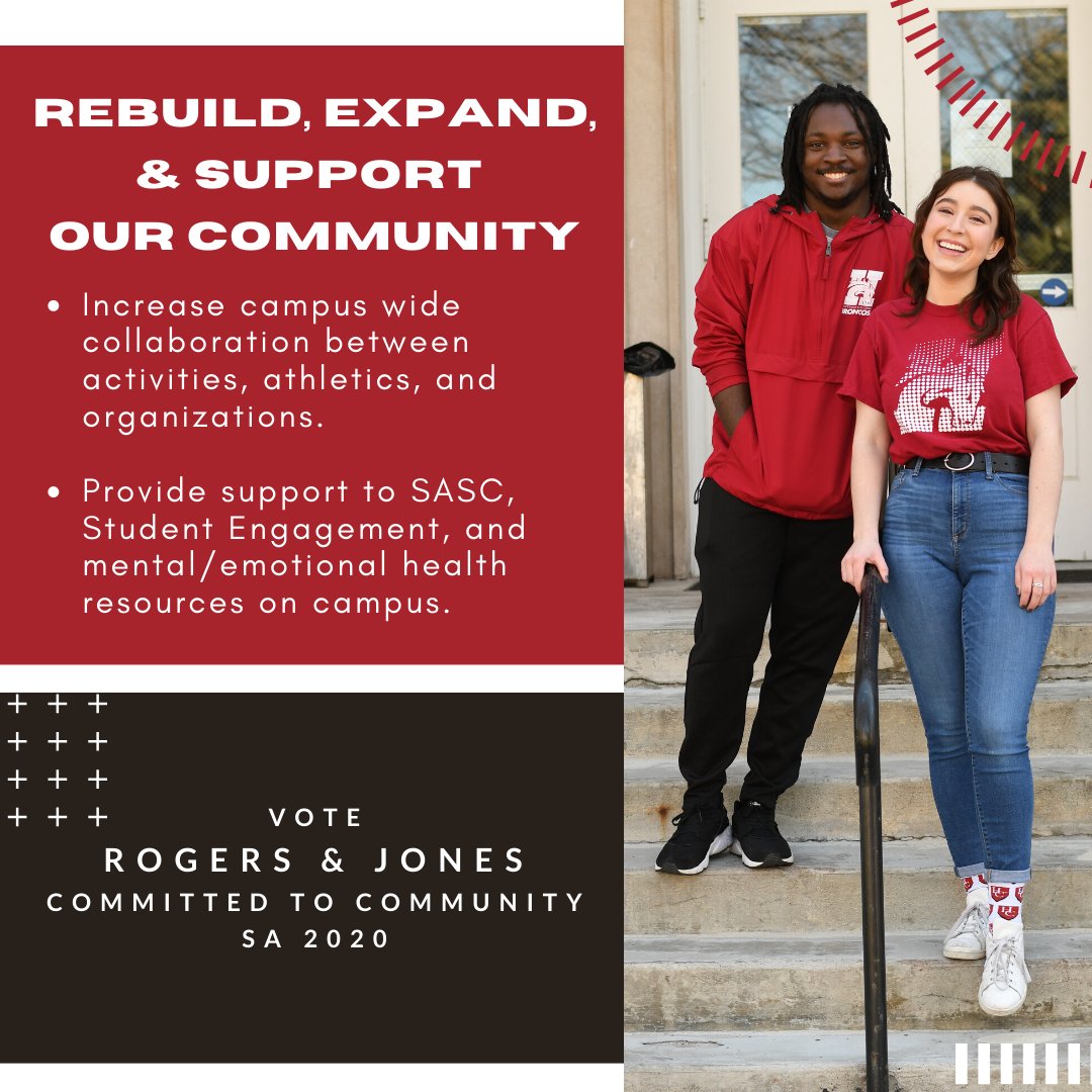 VoteRogersJones's tweet photo. 🐴Our first platform idea focuses on rebuilding, expanding, and supporting our campus community. https://t.co/onrAlof9RH