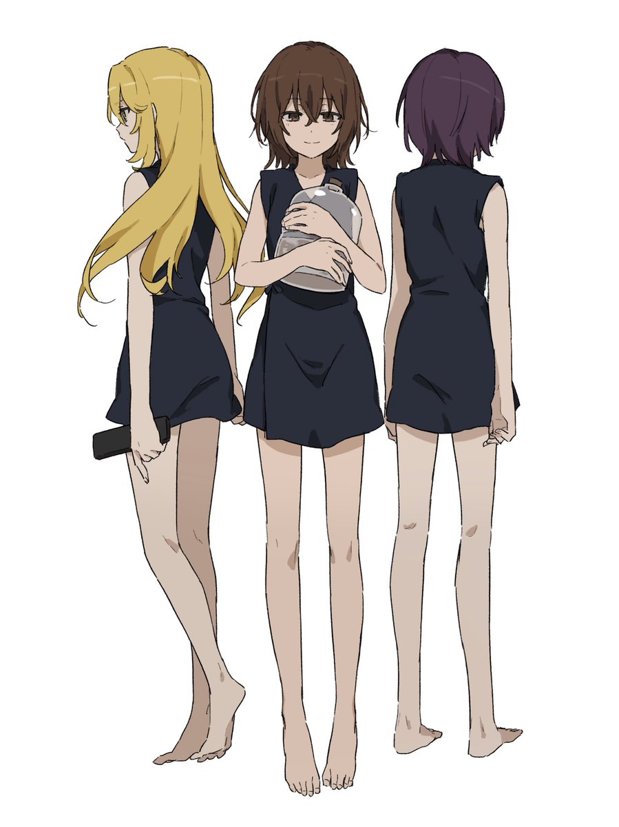shokuhou misaki 3girls multiple girls blonde hair long hair brown hair remote control white background  illustration images