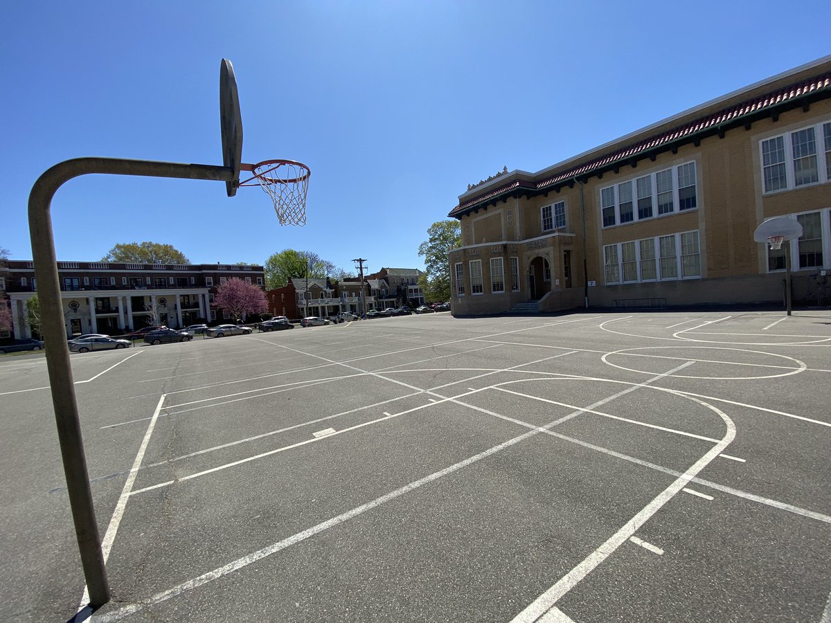 Hoops still hang at Albert Hill Middle in the Museum District.