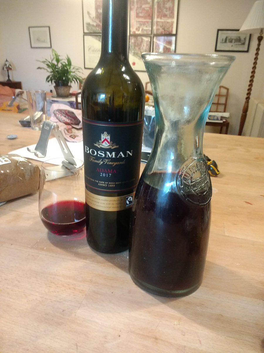 WilkosWines's tweet photo. @bosmanwines 2017 Adama.  It's been in the basement for a couple of years, and is now perfectly balanced. Looking forward to this opening out over the next couple of hours. What a pleasure. Purchased a dozen from @majesticwine a couple of years ago. Not many left! https://t.co/yrKh7BgcEo