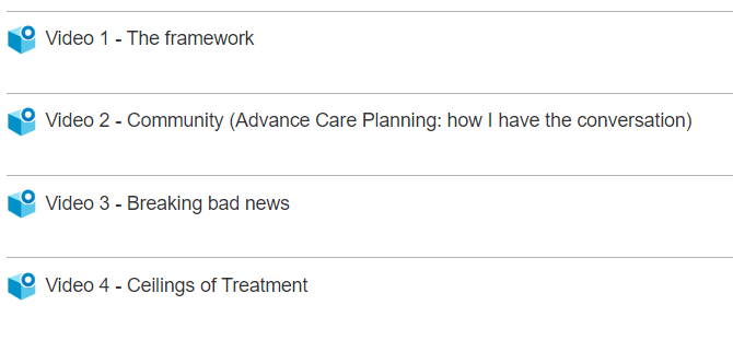 What's in it?3. A set of 4 brief videos (all less than 10 min) from experienced clinicians talking about- the framework itself &how to use it-  #ACP conversations- breaking bad news- explaining ceilings of treatment (emphasising we won't ever stop caring)5/