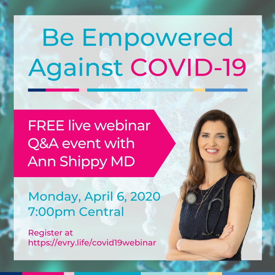 AnnShippyMD's tweet photo. 🔴 Join my free webinar on Mon 4/6 at 7pm CT--Learn what you may be forgetting about social distancing, how to boost immunity & more. Register here: https://t.co/jeneJVyHaP #COVID19webinar #coronavirusnews #functionalmedicine #fxmedicine #staywell #EveryLifeWell https://t.co/EG8JwKPJ3j