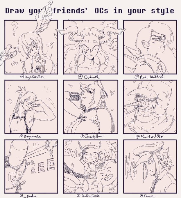 voilààààà !!
j'ai peur de déranger tlm en pingant puis c'est déjà écrit mais tant pis comme ça vous aurez juste à cliquer pour check leur compte !!
voici les oc des boss
@KyubonSen 
@Orimoth
@Red_Abitbol 
@Moyaamin 
@QuartzHorn 
@FinsterPollo 
@_Nephre 
@SabuLisak 
@Kineo_ 