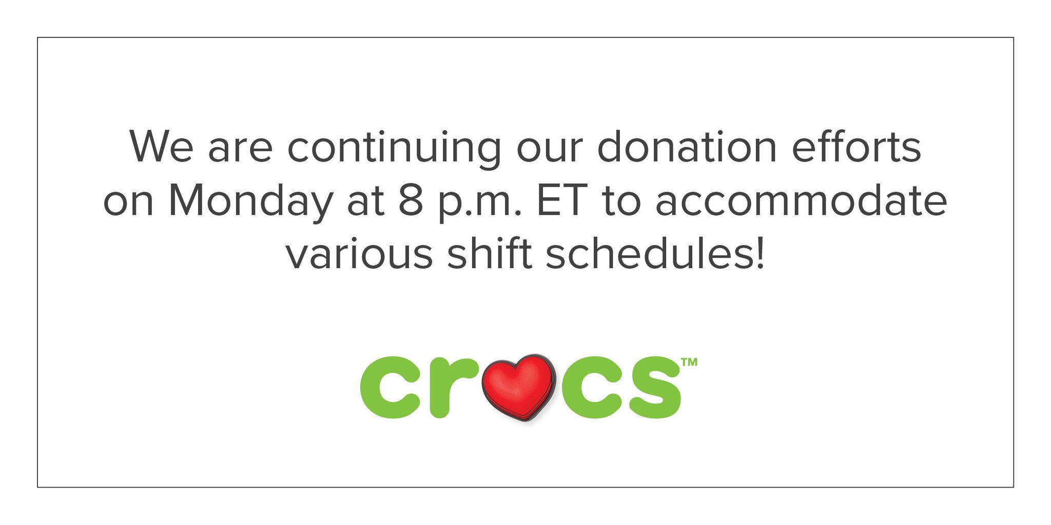 crocs donation request