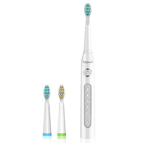 amzn_deals_us's tweet image. amzn.to/39HycbE Fairywill Sonic Powered Electric Toothbrush ADA Accepted with 5 Modes, Smart Timer, 3 Brush Heads, Fully Rechargeable with One 4 Hr Charge Last 30 Days, Whitening Toothbrush for Adults in White #Amazon #Deal #SmartTimer #3BrushHeads #Fairywill #FWET507Whi
