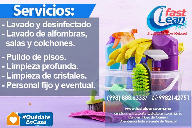 FastCleanCUN's tweet photo. Este fin de semana dejanos la limpieza.
 
✅¡Contáctanos! 😀👍
https://t.co/QHTrplMLeu https://t.co/p5icG1BGbR https://t.co/k8PRILjgh1
📞(998) 888 📱6333/9982142751 asistente.trabe@fastclean.com.mx

#quedateencasa
#cancun
#serviciosdelimpieza https://t.co/l3YI4o1SvQ