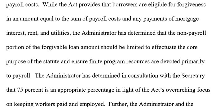 The math is a bit tricky, so I think that’s why many people are not immediately seeing what’s going on here. A covered loan is 2.5x average monthly payroll. The covered period is 8 weeks. Compare the law to Mnuchin.