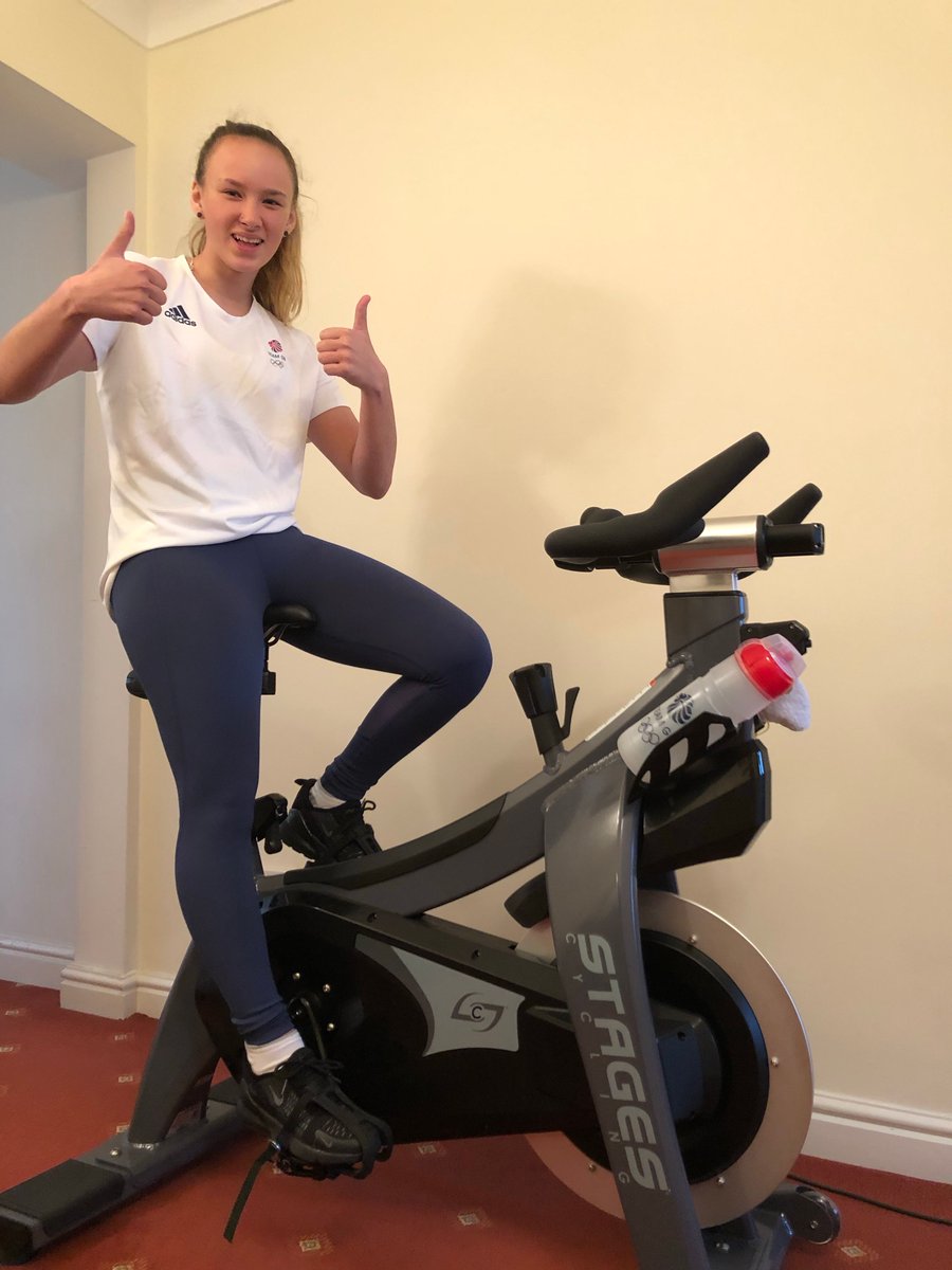 lockdown with my #stages indoor bike @stagescyclecrew @stagesindoorcycling @stagescyclinguk #stages #stagescyclingcrew #fitnessindoors #nothinggonastopme #keepingfit #skiracer ⛷🚴🏼‍♀️ <a href="/TeamGB/">Team GB</a> @GBSnowsport <a href="/SnowsportEng/">Snowsport England</a> <a href="/LadiesSki/">Ladies Ski Club</a> #stayindoors #StayHomeSaveLives ❤️