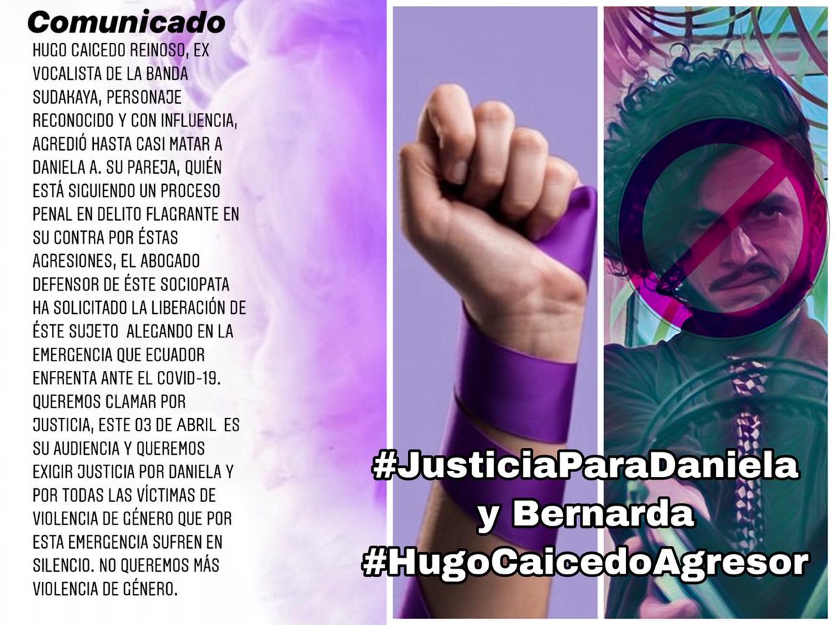 mayaykumar's tweet photo. #JusticiaParaDaniela
#JusticiaParaBernarda
#HugoCPreso
#FemicidasLibresNuncaMás Estamos atentas y pedimos JUSTICIA. Basta de mezclar el poder con la violencia. @Primicias @mmcuesta @Cristy_lopezg @SurkunaEc @teleSURtv @juansarmientol https://t.co/JhxtHaEGGv