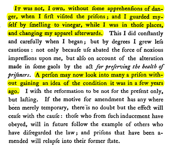 And as I said, they were pretty gross places that smelled atrocious. When elite reformers visited, they used vinegar and smelling agents to muffle the smell and protect their own health. 7/n