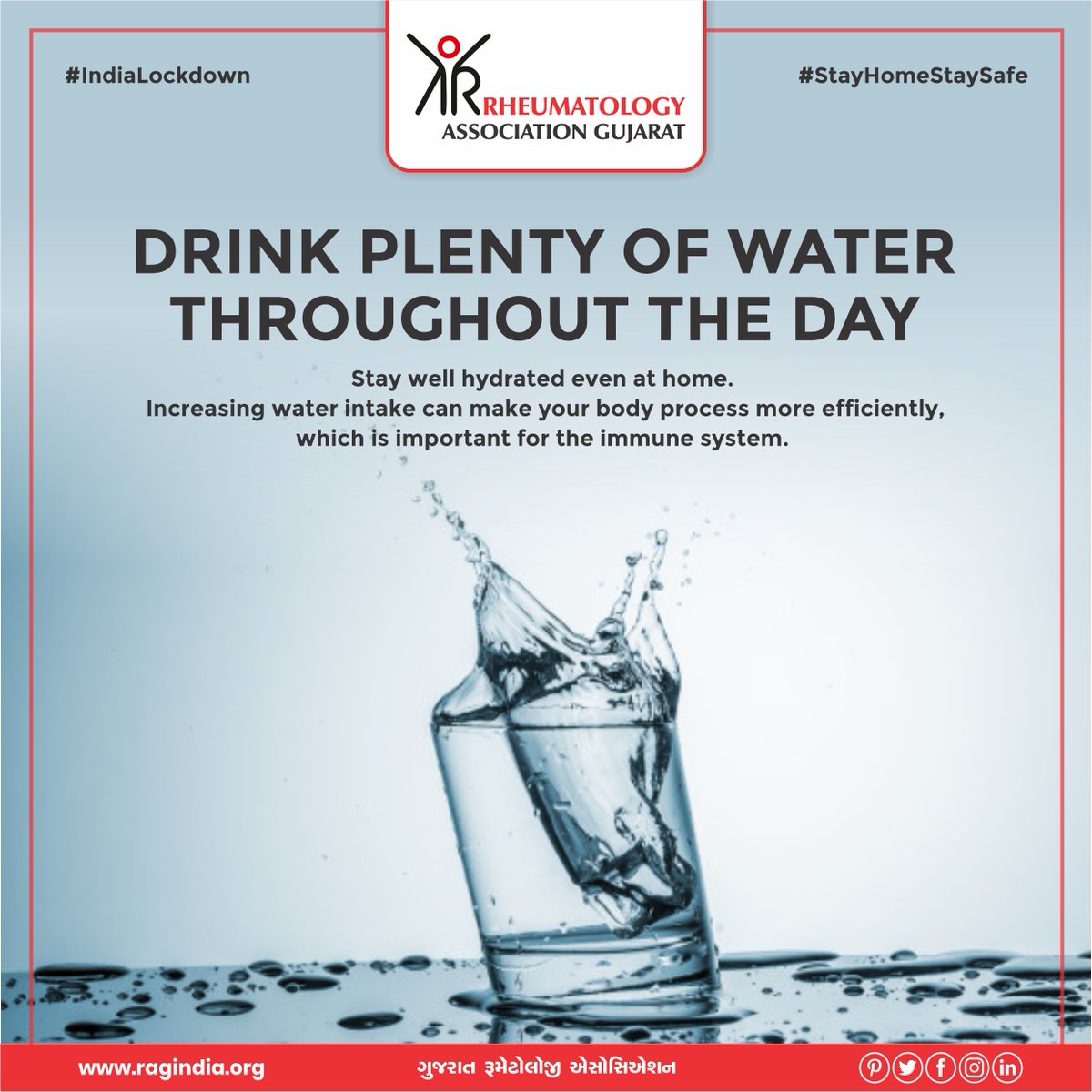 raggujarat's tweet photo. Stay well hydrated even at home. Increasing water intake can make your body process more efficient, which is important for the immune system.

#Covid19 #Coronavirus #21DaysLockdown #StayHome #StaySafe https://t.co/DROicH0huX