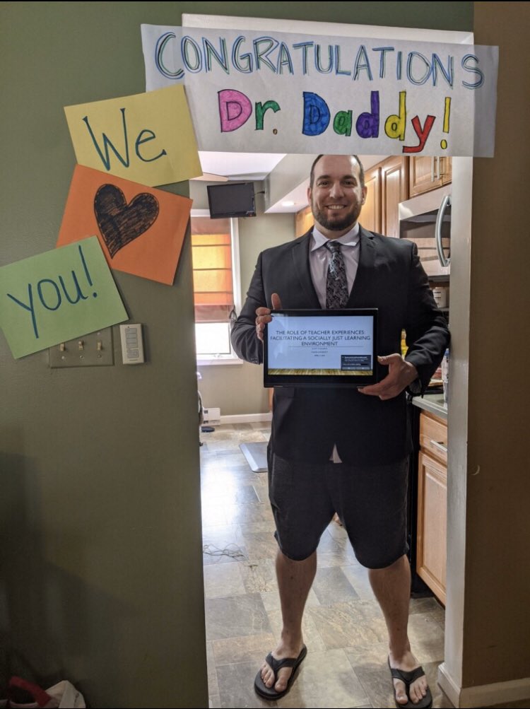 WilkesEdD's tweet photo. Congratulations, Dr. Scott Exaros (Dr. X), on a highly successful dissertation defense this morning! You are 🔥. A new journey begins today! Thank you to @PaulReinert1 @bmackesy @stephcha02 @BlankenWebb for your support, wisdom, and love. @fredericksonty https://t.co/sqMNCdsIdr