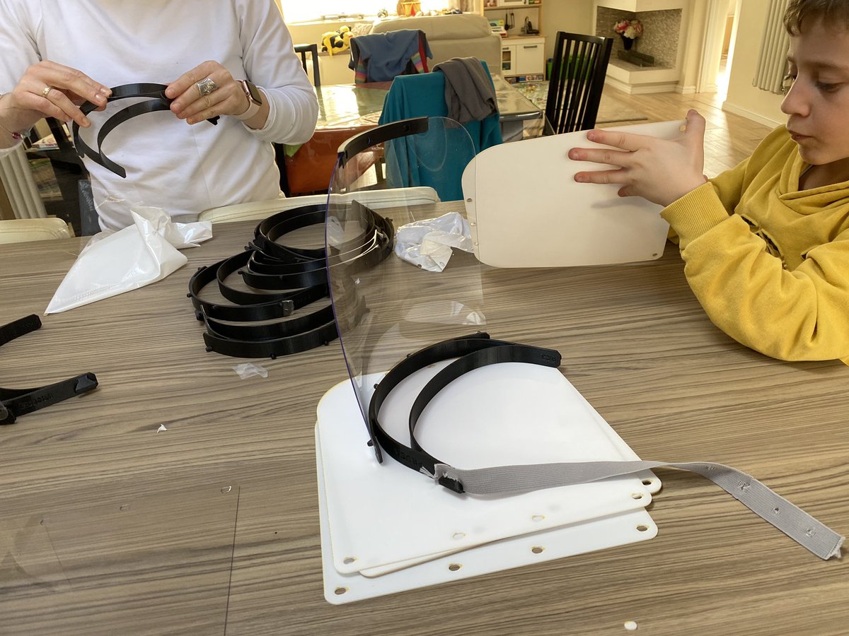theodorespyrou's tweet photo. Every one can do their bit!! 20 visors donated to #NHS #ICU. 3D printed in #czechrepublic and assembled in #London. #stayhome and do something productive. Thank you Marie Dubska https://t.co/VbANEhGoD3
