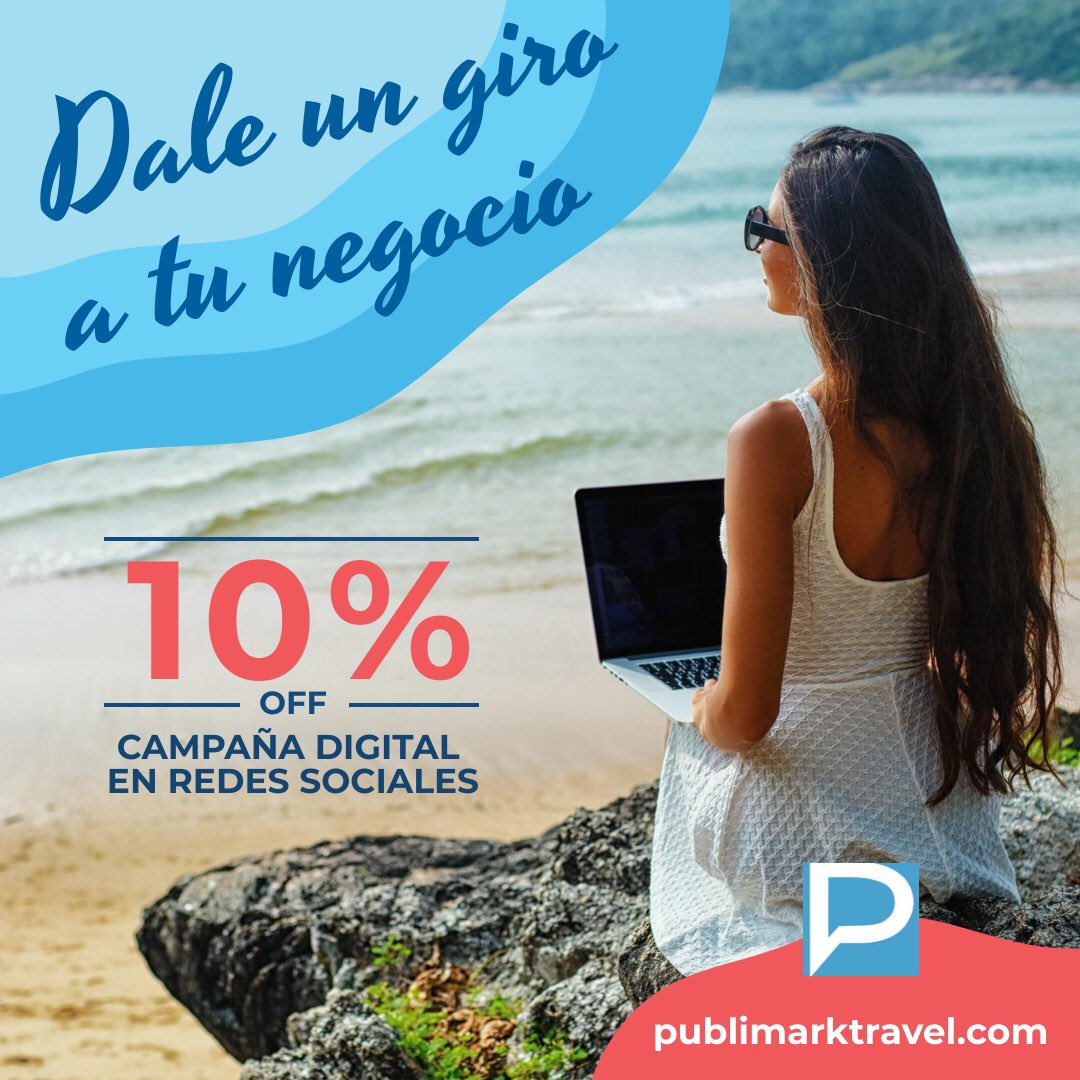 VENDE DESDE TU CASA!!
Te ayudamos a potenciar tu marca en redes sociales para que amplíes tu clientela y puedas vender más desde tu casa. Tenemos diferentes planes a tu medida. Cotiza HOY y dale un Giro a tu negocio!!
info@publimarktravel.com #emprendedores #innovadores