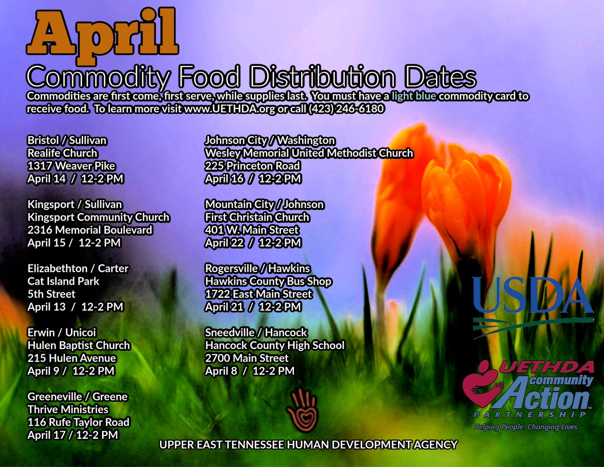 UpperEast_TN's tweet photo. April Food Distribution https://t.co/339oT2qddp