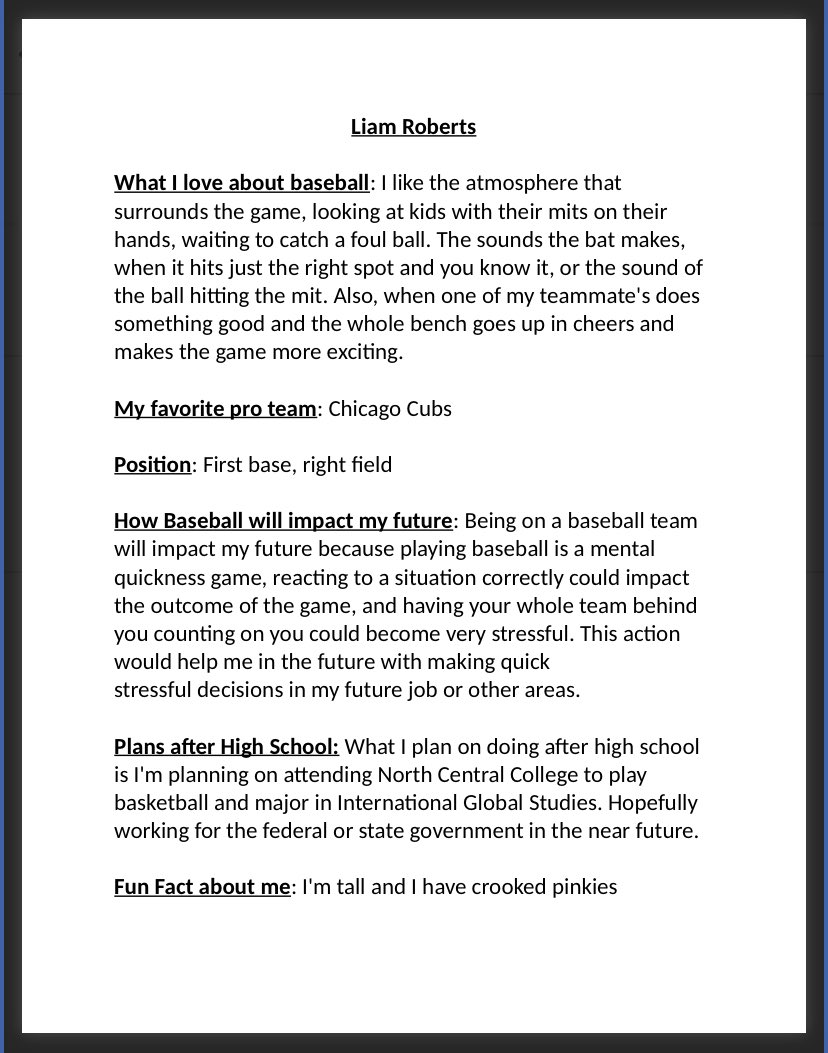 SomBCatBaseball's tweet photo. Today we will be featuring our second senior baseball athlete Liam Roberts! https://t.co/UEWbdKQAO9
