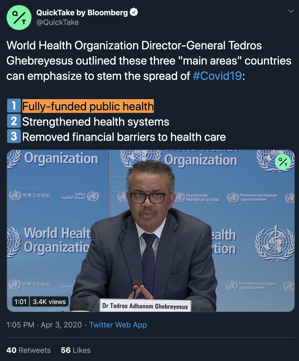 The World Health Organization just explicitly made clear that universal healthcare is an effective way to stem the spread of coronavirus. @JoeBiden has been lying about this repeatedly, trying to claim it doesn't help.