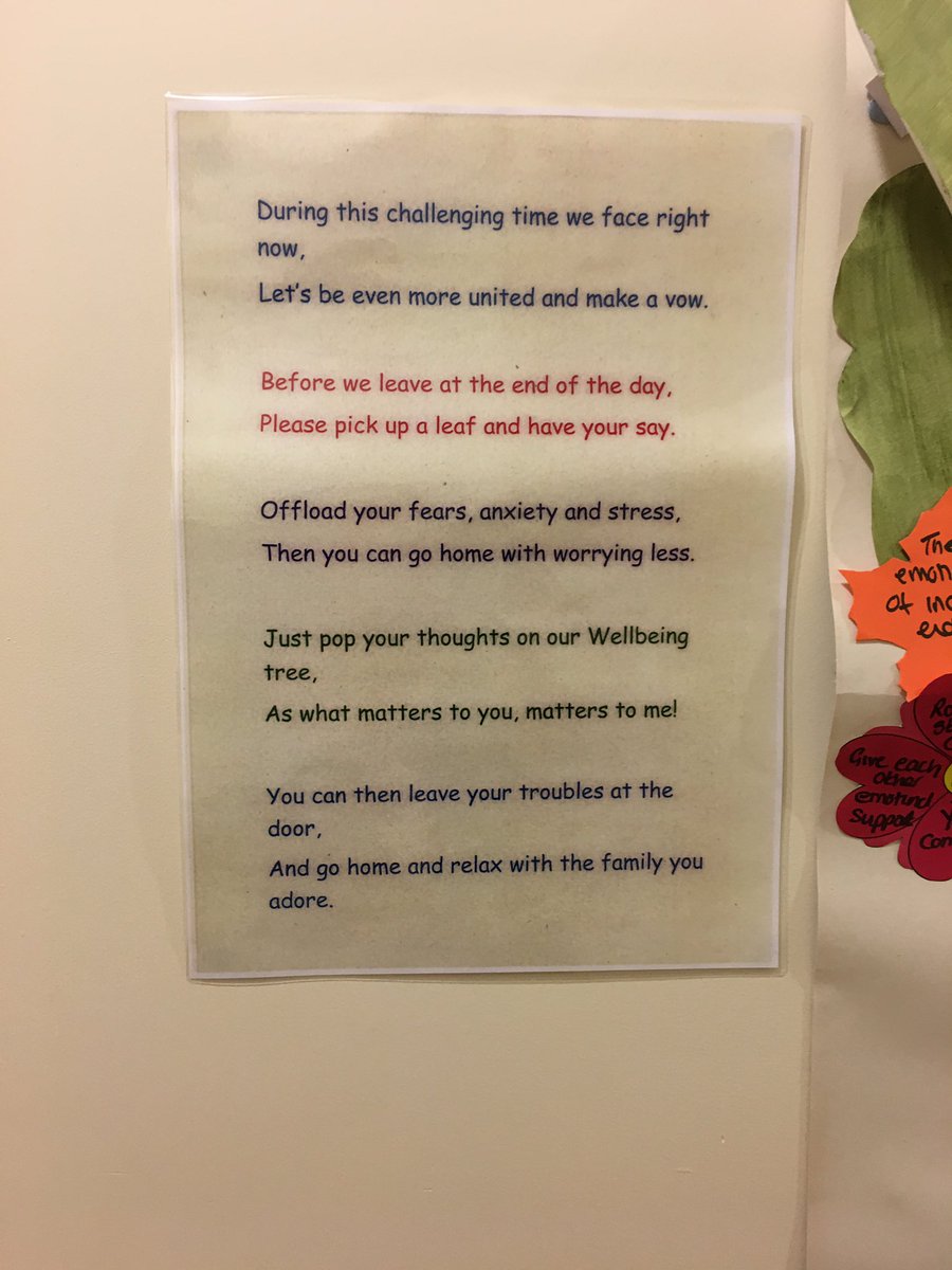 JoJo_Stocks's tweet photo. Our wonderful @cheryl_bibby has created and amazing #WellbeingTree for Chorley Villages DNs to post their fears or concerns anonymously. We want the team to be heard and a response comes in the form of a #feedbackflower. We’re in this together! #COVID19 #Wellbeing @WeAreLSCFT https://t.co/CpEOvOUnOV