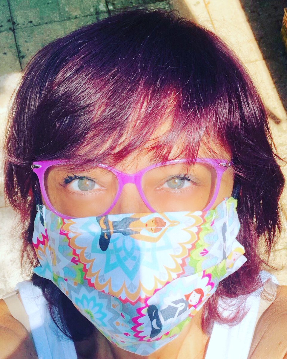 Naomebradshawd1's tweet photo. My sister in law made me this sweet mask! #yogagirl #cuteandprotected #nocorona #ThankYou #stayhealthy #newfashion https://t.co/lAnw8uA0gG