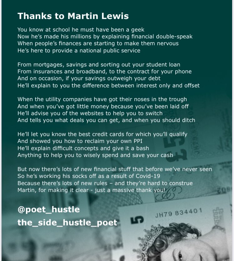 <a href="/MartinSLewis/">Martin Lewis</a> <a href="/MoneySavingExp/">MoneySavingExpert</a> 
A poem in thanks to Martin Lewis...