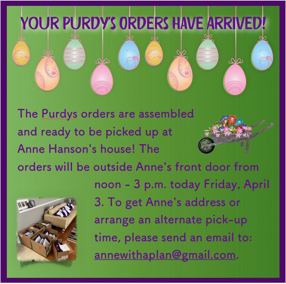 Purdy's Orders Have Arrived!