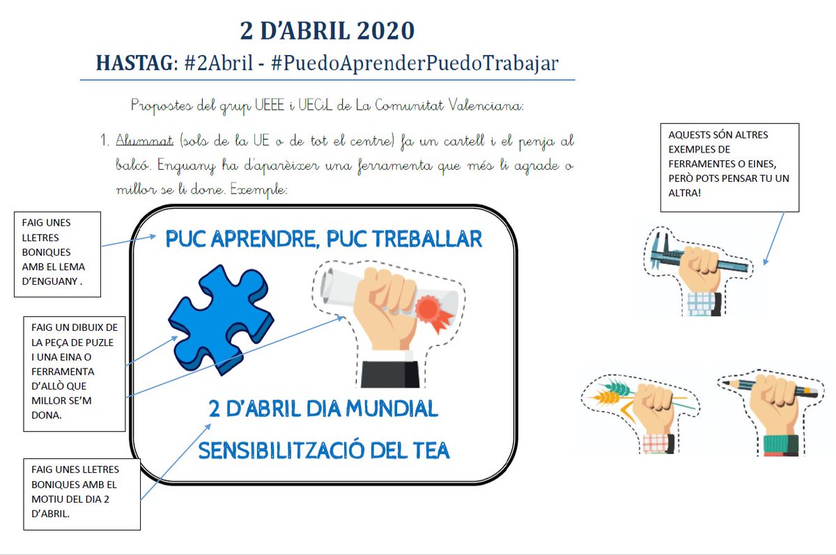 Tombatossals_CS's tweet photo. Dia Mundial de Conscienciació sobre l'Autisme.

"Som peces perfectes d'un trencaclosques perfecte que constitueix el CEIP Tombatossals"

https://t.co/CY0g23Ztah

#DiaMundialAutisme #2Abril #PuedoAprenderPuedoTrabajar https://t.co/CqoTnDegHd