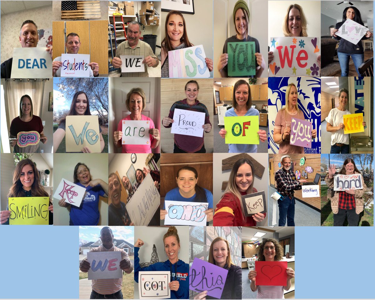 MonroeCarie's tweet photo. I am grateful to work with this amazing group of educators who find creative ways to connect with our students.  We love our students and miss them.  #seviersdstrong #pesjrwildcats https://t.co/5Ygk4EoSmg