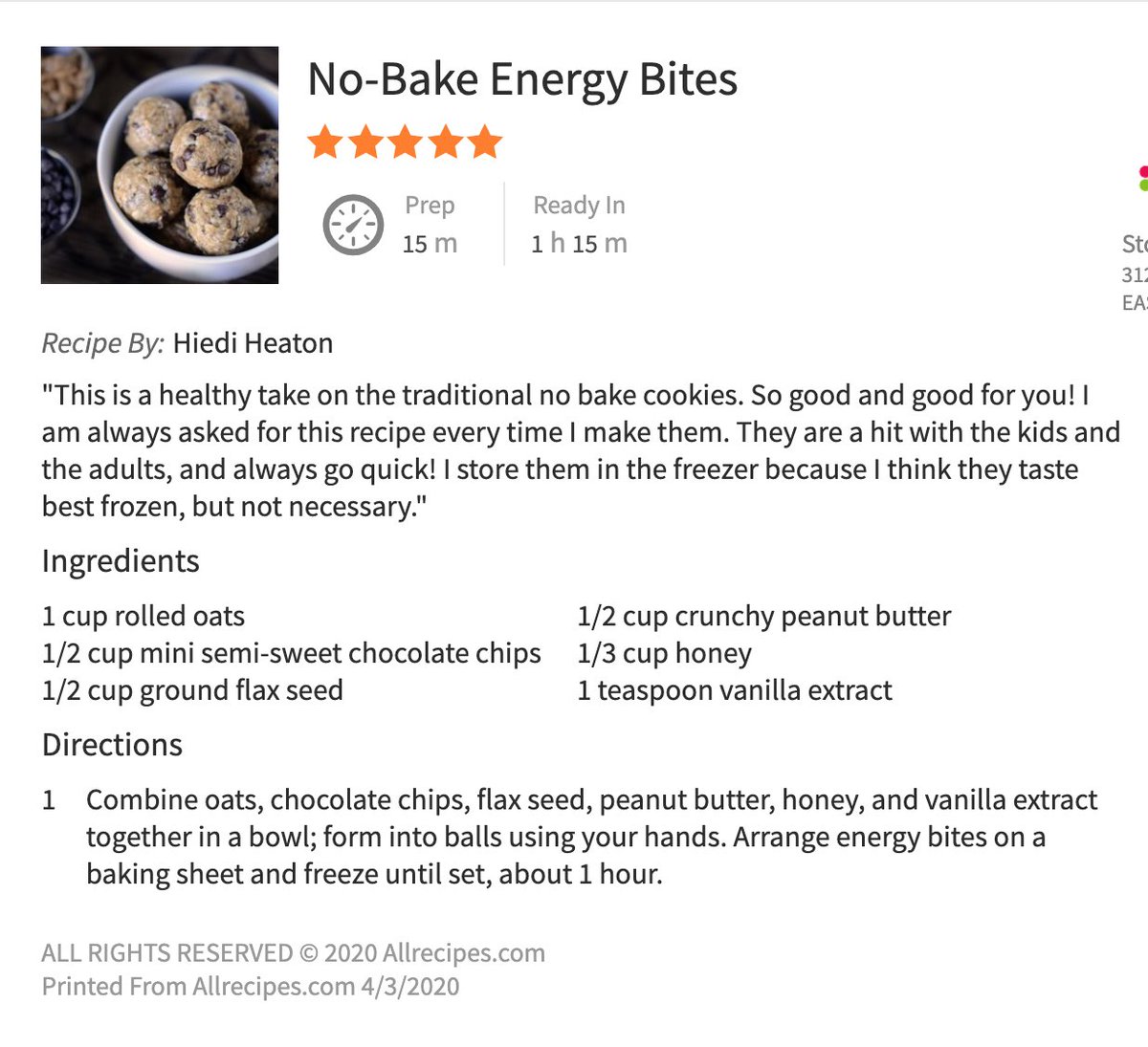 CatamountRefuel's tweet image. Bored and need something to do? Try out this no-bake energy bites recipe. It’s a great pre-workout snack! #snackattack #uvmathletics