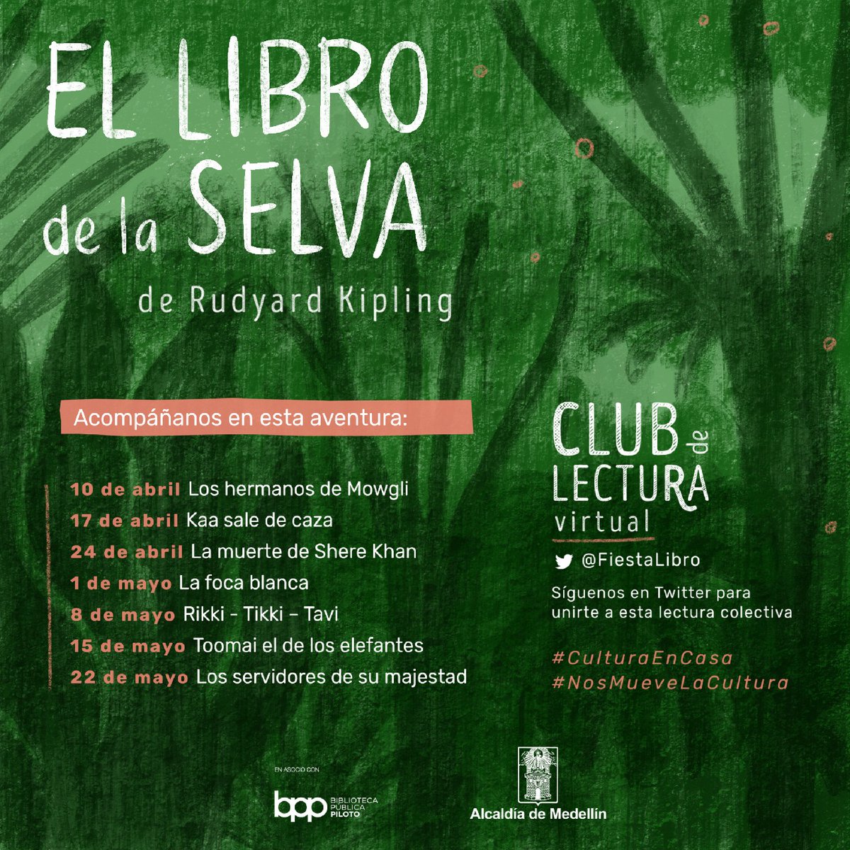 FiestaLibro's tweet photo. 🐻🐯🐒🐘El libro de la selva de Rudyard Kipling, un autor con menos gloria de la que merece, será la obra literaria invitada a la 14.ª #FiestaDelLibro y la Cultura. Acompáñanos en este club de lectura, en el que compartiremos las aventuras de personajes intrépidos. #CulturaEnCasa https://t.co/3SHYRGBGZV
