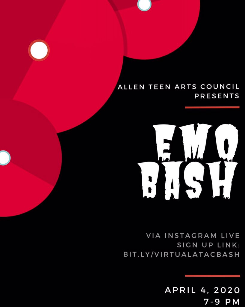 AllenTeenArtsC's tweet photo. our virtual bash is almost here!! 

tune in tomorrow, SATURDAY 7-9 PM CDT on instagram live! 
@/allenteenartscouncil 

or, sign up using the link in our bio, 
https://t.co/9RxR4LxyiH to perform ! https://t.co/XW1lwC0vPA