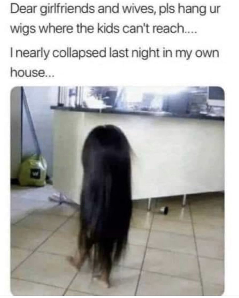 RobinRyanMusic's tweet photo. I just about spit my drink out when I saw this 😂😂😂 #cousinit #thegrudge #hairbear #tinysmiles #wigs #lightenthemood https://t.co/r7bUOis0WU