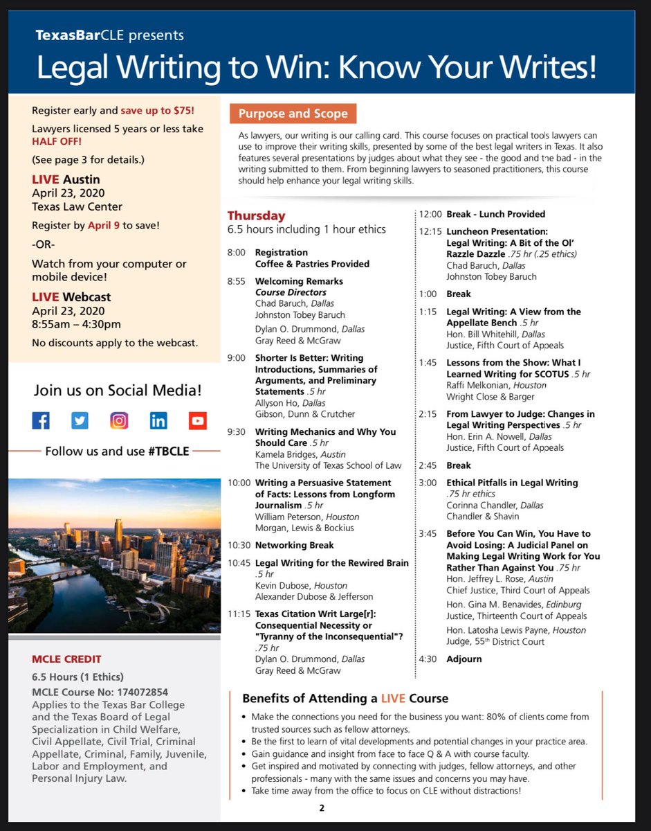 dodrummond's tweet photo. Excited to moderate alongside friend & outstanding appellate attorney, @VoteChadBaruch, @TexasBarCLE’s #KnowYourWrites CLE later this month!
Confirmed our course’s judicial panel will be #TBCLE’s *1st* via @zoom_us!
Come join us & our all-star lineup!
https://t.co/55us3PRxss https://t.co/LXdTimLcGG