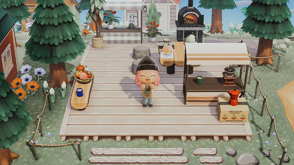 semi finished my cafe/farmers market! what do you think?!   #AnimalCrossingNewHorizon  #ACNH  